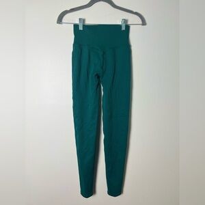 PINK Active Victorias Secret Women Teal Legging XS Ribbed Seamless Stretch NEW